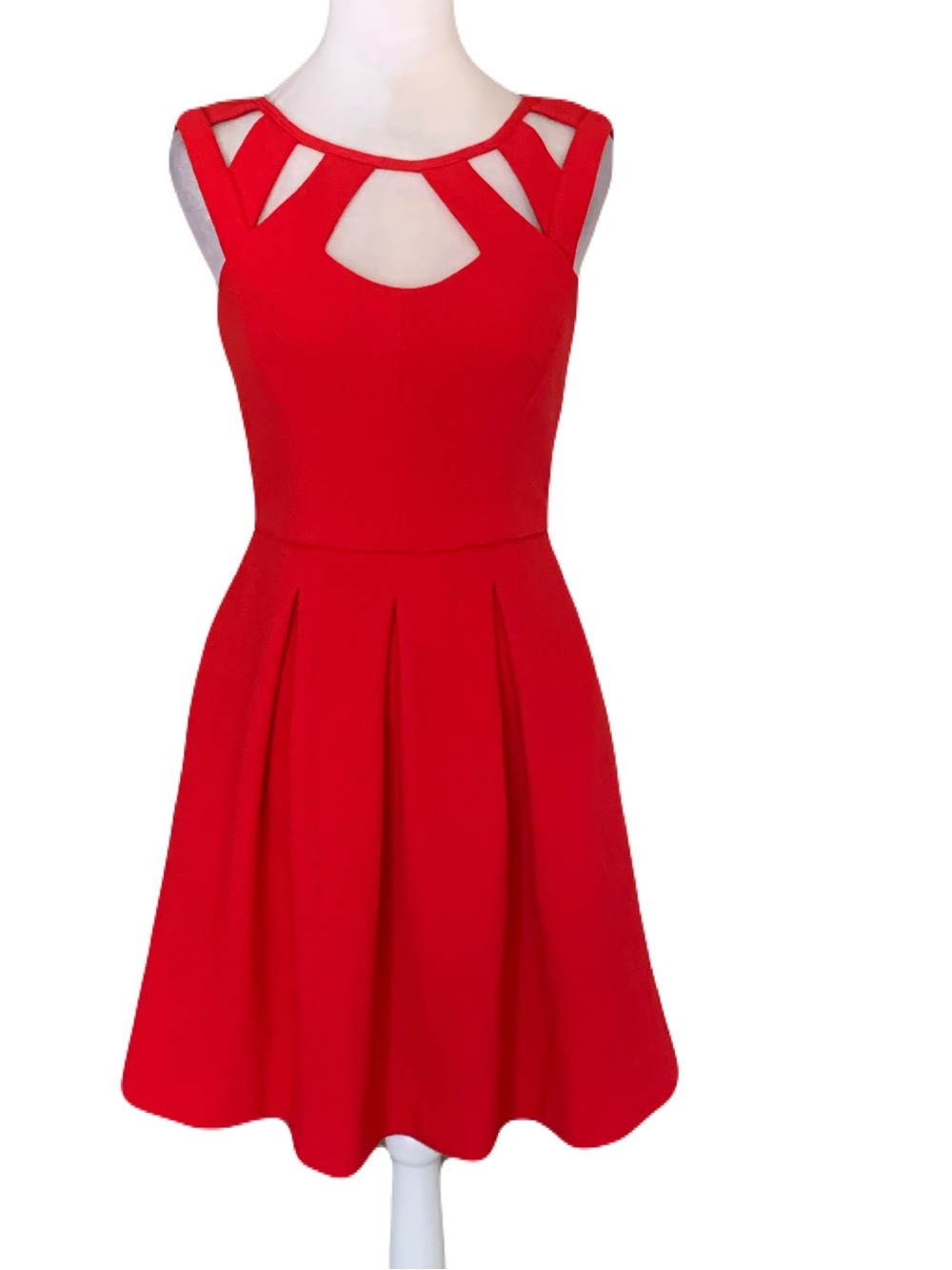 Betsey Johnson Size 6 Red Cage Front Cutout Fit-and-Flare Mini Dress Cocktail